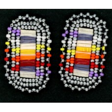 Quill Center Beaded Earrings - Silver